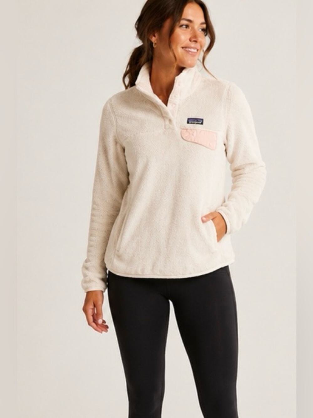 Patagonia Women’s Los Gatos Snap-T Fleece Pullover Ivory/Cream/lt pink XS